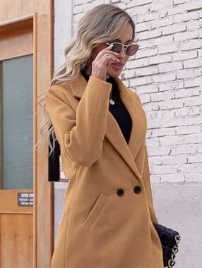 Amazon Tan Double-Breasted Long Trench Coat- Great Business Casual